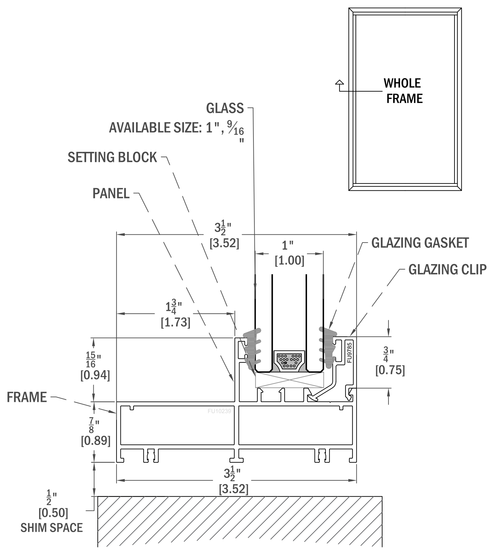 S.45 fixed-window frame section